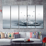 Heart Drop Splash Landscape 5 Piece B Multi Panels Canvas Prints Wall Art - Painting Canvas,Wall Decor