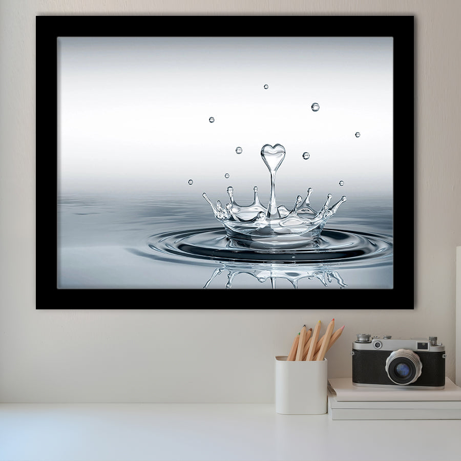 Heart Drop Splash Landscape Framed Art Print Wall Decor - Painting Art, Framed Picture, Home Decor