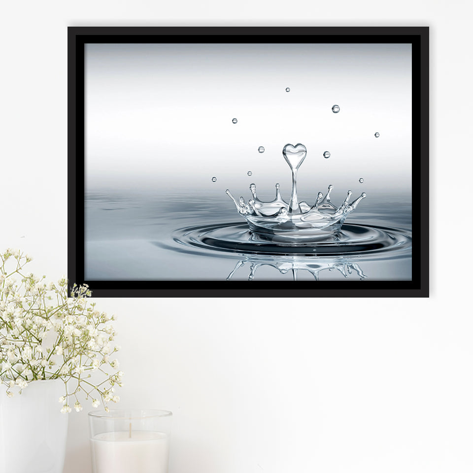 Heart Drop Splash Landscape Framed Canvas Prints Wall Art - Painting Canvas,Framed Picture,Home Art Wall Decor