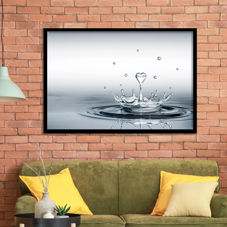 Heart Drop Splash Landscape Framed Art Print Wall Decor - Painting Art, Framed Picture, Home Decor