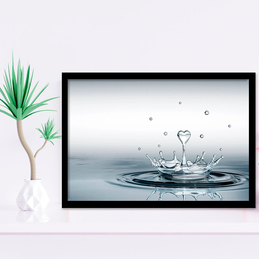 Heart Drop Splash Landscape Framed Art Print Wall Decor - Painting Art, Framed Picture, Home Decor