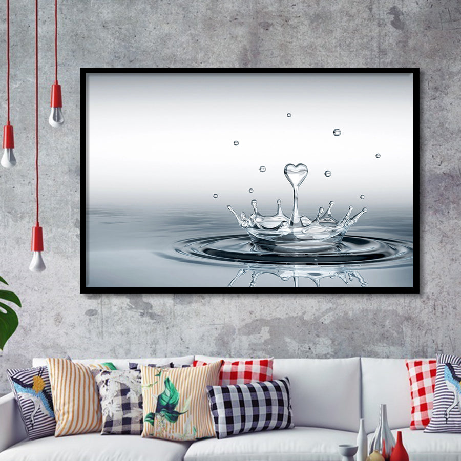 Heart Drop Splash Landscape Framed Art Print Wall Decor - Painting Art, Framed Picture, Home Decor