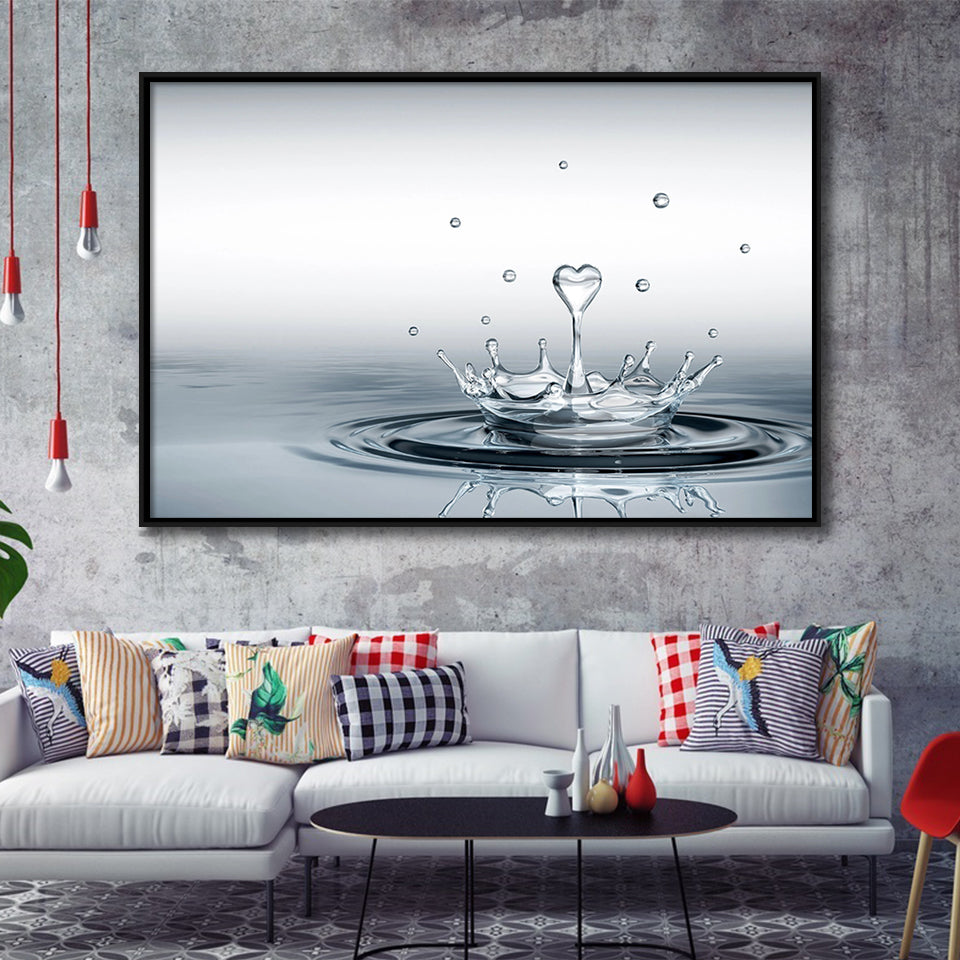 Heart Drop Splash Landscape Framed Canvas Prints Wall Art - Painting Canvas,Framed Picture,Home Art Wall Decor