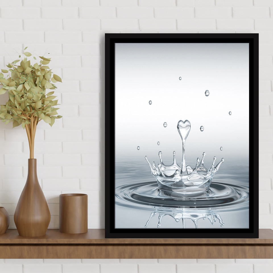 Heart Drop Splash Framed Canvas Prints Wall Art - Painting Canvas, Framed Picture, Home Art Decor