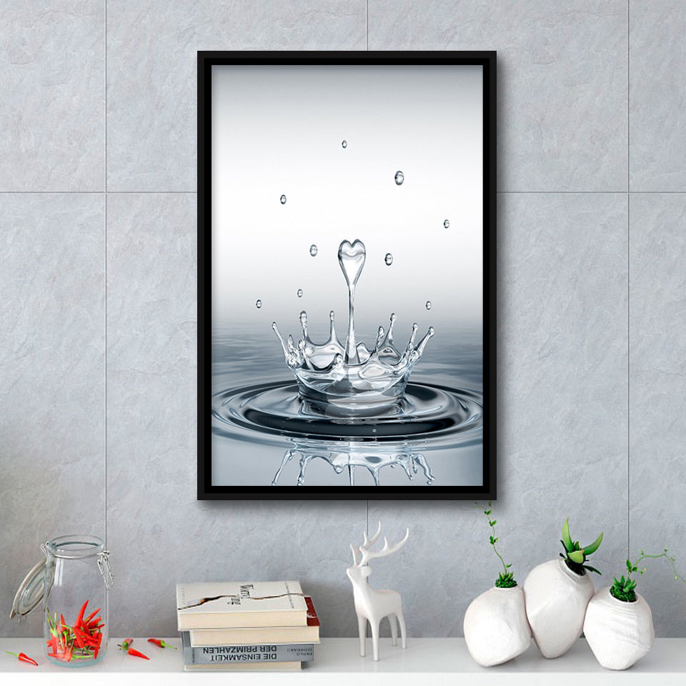 Heart Drop Splash Framed Canvas Prints Wall Art - Painting Canvas, Framed Picture, Home Art Decor