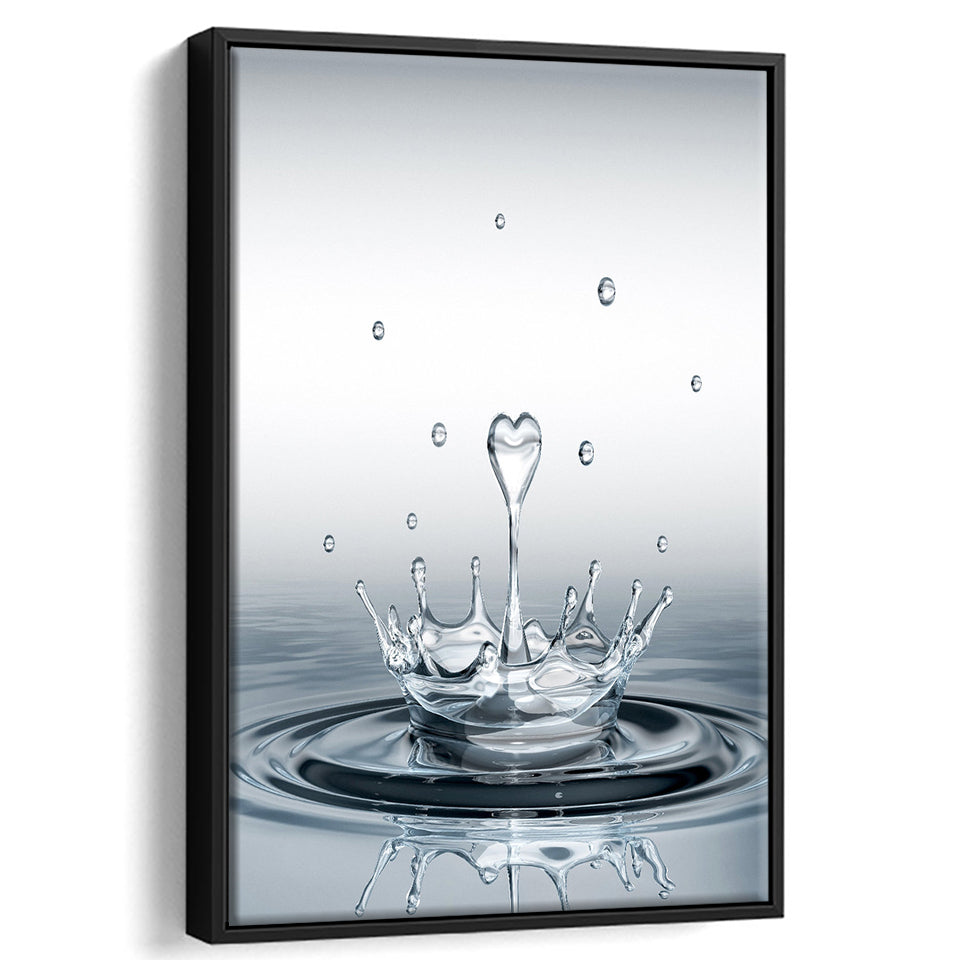 Heart Drop Splash Framed Canvas Prints Wall Art - Painting Canvas, Framed Picture, Home Art Decor