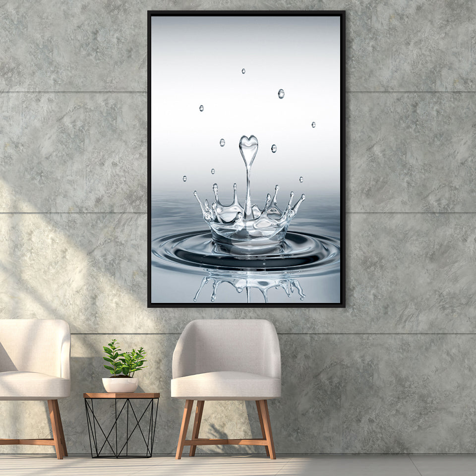 Heart Drop Splash Framed Canvas Prints Wall Art - Painting Canvas, Framed Picture, Home Art Decor