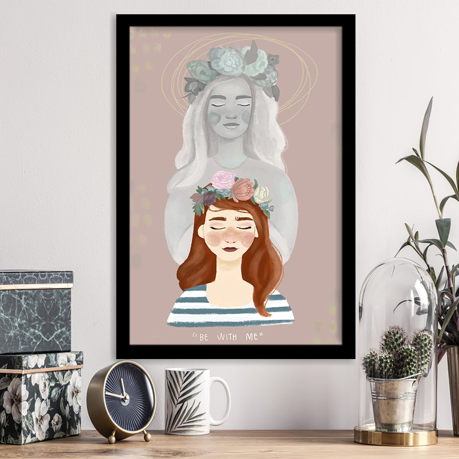 Heavenly Mother And Daughter Blessing Crown  Framed Art Prints Wall Decor - Painting Prints, Wall Art, Framed Picture