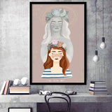 Heavenly Mother And Daughter Blessing Crown  Framed Art Prints Wall Decor - Painting Prints, Wall Art, Framed Picture