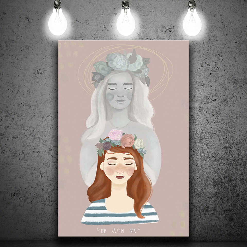 Heavenly Mother And Daughter Blessing Crown  Canvas Prints Wall Art - Painting Canvas, Art Prints, Wall Decor