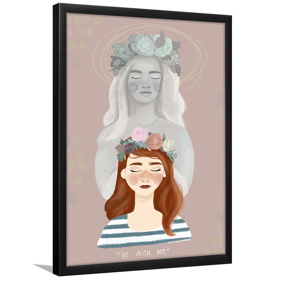 Heavenly Mother And Daughter Blessing Crown  Framed Art Prints Wall Decor - Painting Prints, Wall Art, Framed Picture