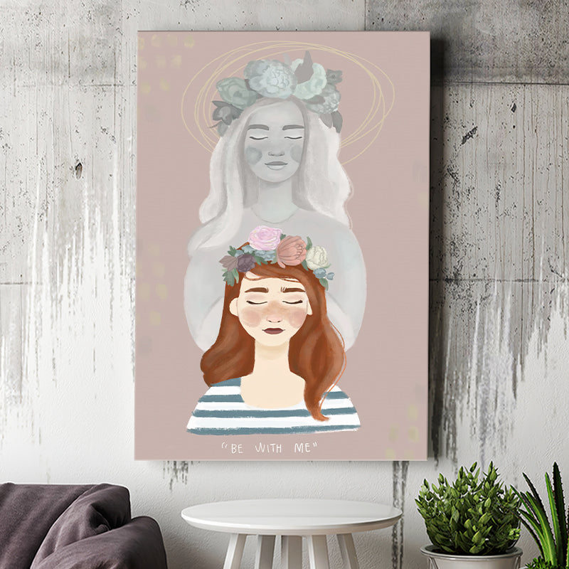 Heavenly Mother And Daughter Blessing Crown  Canvas Prints Wall Art - Painting Canvas, Art Prints, Wall Decor