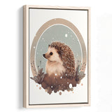 Hedgehog Retro Art Print, Large Canvas, Framed Canvas Print Wall Art Home Decor, Floating Frame