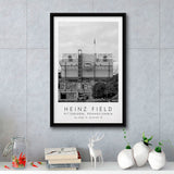 Heinz Field Pittsburgh Steelers Football Lovers Black And White Art Framed Canvas Prints Wall Art Home Decor, Floating Frame
