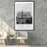 Heinz Field Pittsburgh Steelers Football Lovers Black And White Art Framed Canvas Prints Wall Art Home Decor, Floating Frame