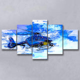 Helicopter 5 Pieces Canvas Prints Wall Art Decor - Painting Canvas, Mixed Canvas, Multi Panels