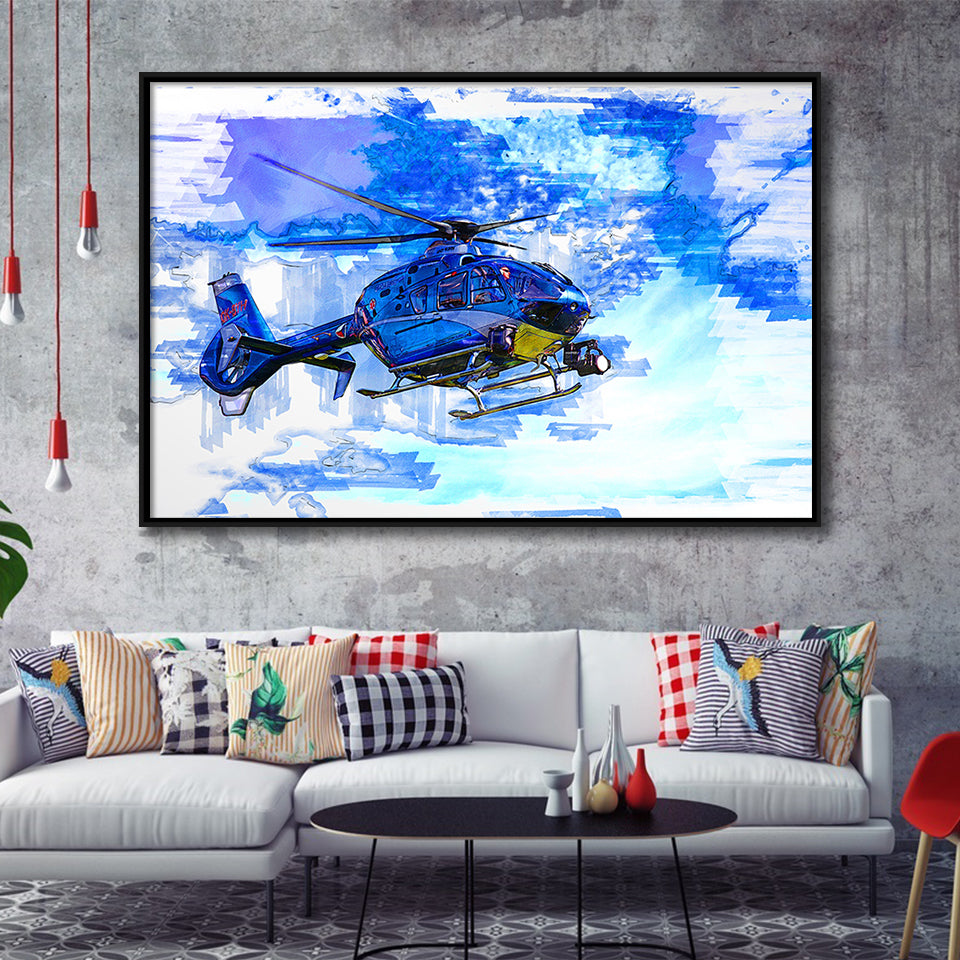 Helicopter Framed Canvas Prints Wall Art Decor - Painting Canvas, Framed Picture, Home Decor