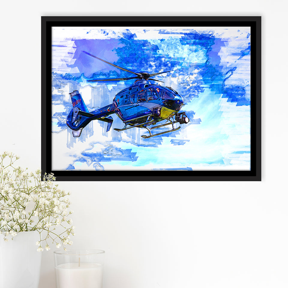 Helicopter Framed Canvas Prints Wall Art Decor - Painting Canvas, Framed Picture, Home Decor