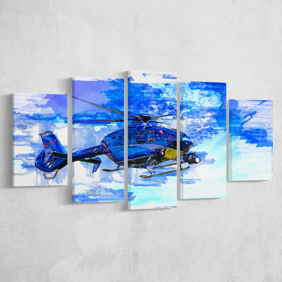 Helicopter 5 Pieces Canvas Prints Wall Art Decor - Painting Canvas, Mixed Canvas, Multi Panels