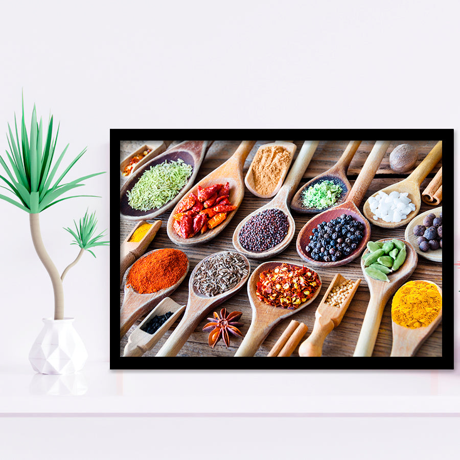 Herbs Spices Foods Kitchen Wall Art, Framed Art Prints Wall Art Home Decor, Ready to Hang