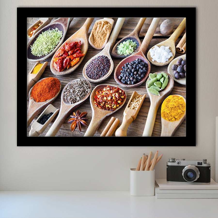 Herbs Spices Foods Kitchen Wall Art, Framed Art Prints Wall Art Home Decor, Ready to Hang
