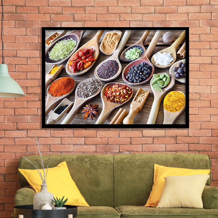 Herbs Spices Foods Kitchen Wall Art, Framed Art Prints Wall Art Home Decor, Ready to Hang