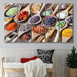 Herbs Spices Foods Kitchen Wall Art, Multi Panels, 5 Pieces B, Canvas Prints Wall Art Home Decor,X Large Canvas
