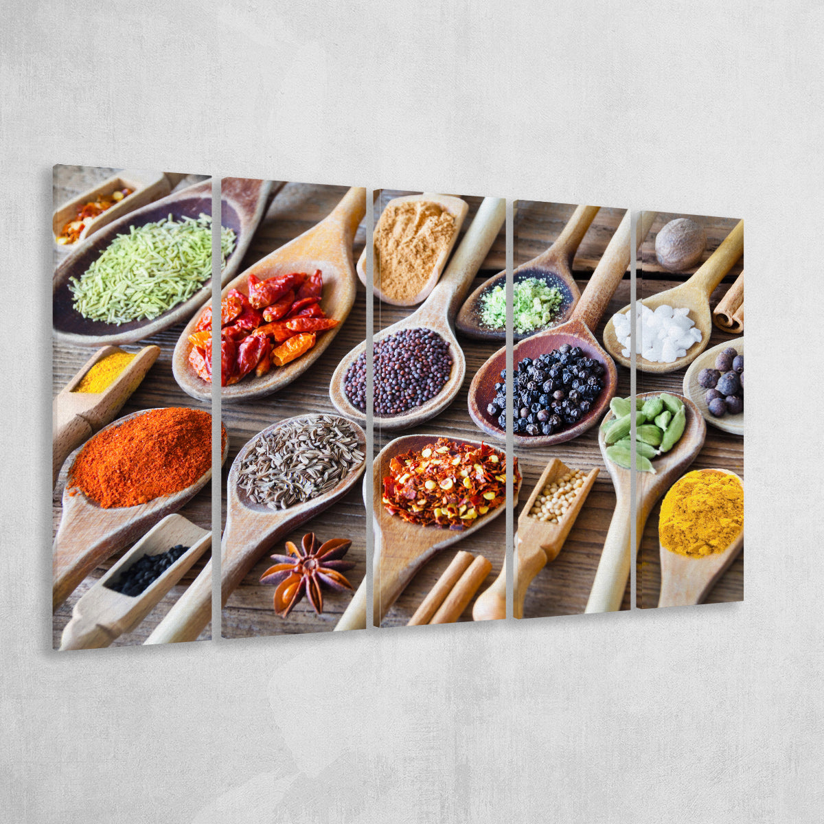 3 panels condiments in the kitchen wall art canvas... Herbs Spices Foods Kitchen Wall Art, Multi Panels, 5 Pieces B, Canvas ...
