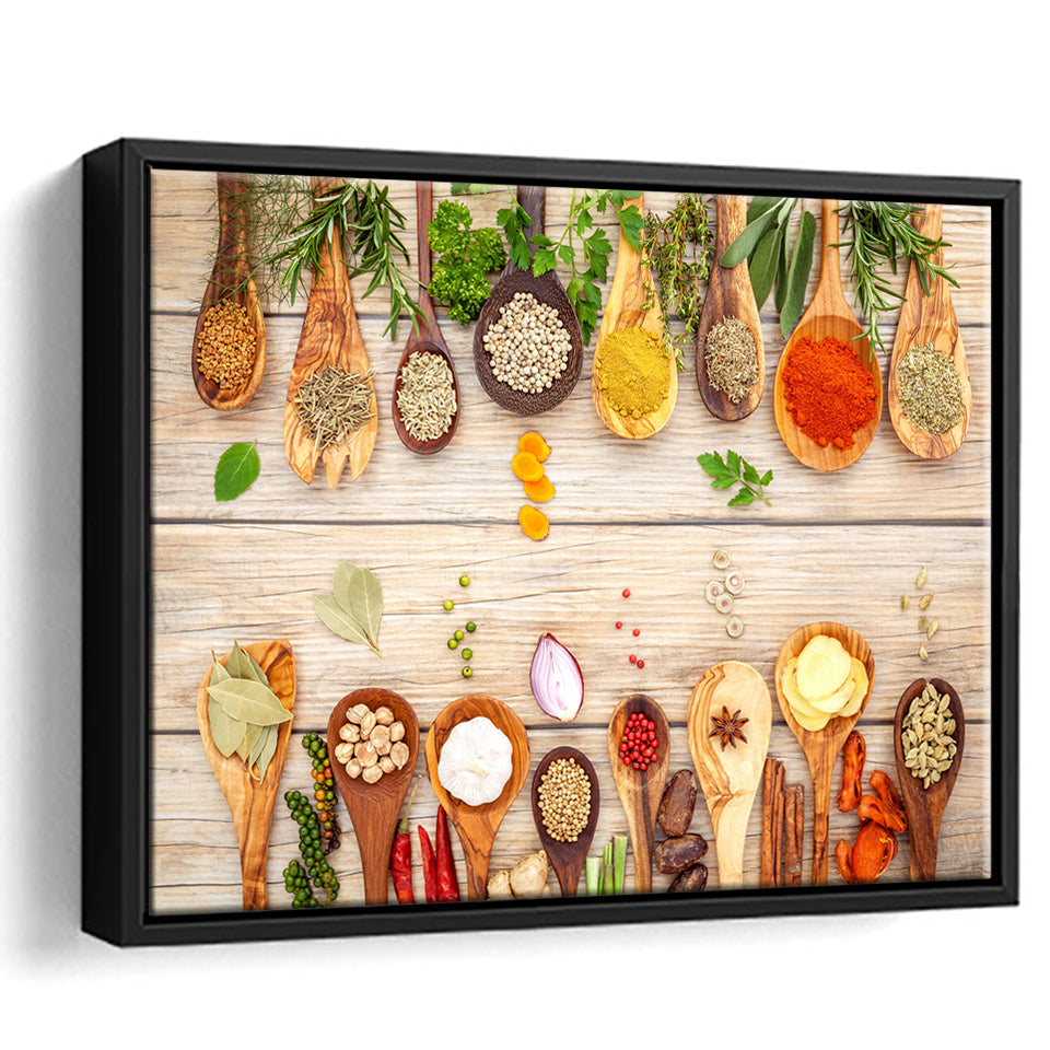 Herbs  Spices Framed Canvas Prints Wall Art - Painting Prints, Wall Decor, Floating Frame