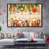 Herbs  Spices Framed Canvas Prints Wall Art - Painting Prints, Wall Decor, Floating Frame