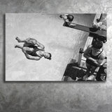 High Dive Black And White Print, Swimmer Diving Canvas Prints Wall Art Home Decor