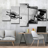 High Dive Black And White Print, Swimmer Diving 5 Panels, Canvas Prints Wall Art Decor, Large Canvas Art