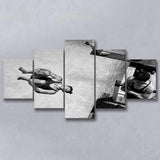 High Dive Black And White Print, Swimmer Diving 5 Panels, Canvas Prints Wall Art Decor, Large Canvas Art