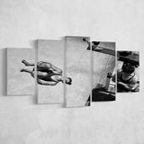High Dive Black And White Print, Swimmer Diving 5 Panels, Canvas Prints Wall Art Decor, Large Canvas Art