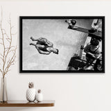High Dive Black And White Print, Swimmer Diving Framed Canvas Prints Wall Art Home Decor,Floating Frame