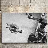 High Dive Black And White Print, Swimmer Diving Canvas Prints Wall Art Home Decor