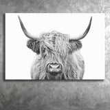Highland Cow Black And White Canvas Prints Wall Art - Painting Canvas,Wall Decor,Art Print,Home Decor