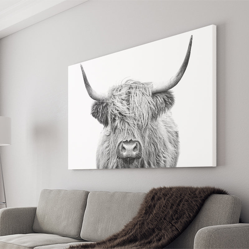 Highland Cow Black And White Canvas Prints Wall Art - Painting Canvas,Wall Decor,Art Print,Home Decor