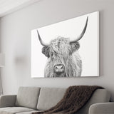 Highland Cow Black And White Canvas Prints Wall Art - Painting Canvas,Wall Decor,Art Print,Home Decor
