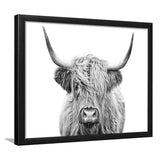 Highland Cow Black And White Framed Art Print Wall Decor - Painting Art, Framed Picture, Home Decor