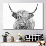 Highland Cow Black And White Canvas Prints Wall Art - Painting Canvas,Wall Decor,Art Print,Home Decor