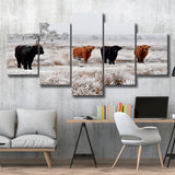 Highland Cow Farm Animal Scottish Cow Large Canvas Prints Multi Panels Wall Art Prints Home Decor