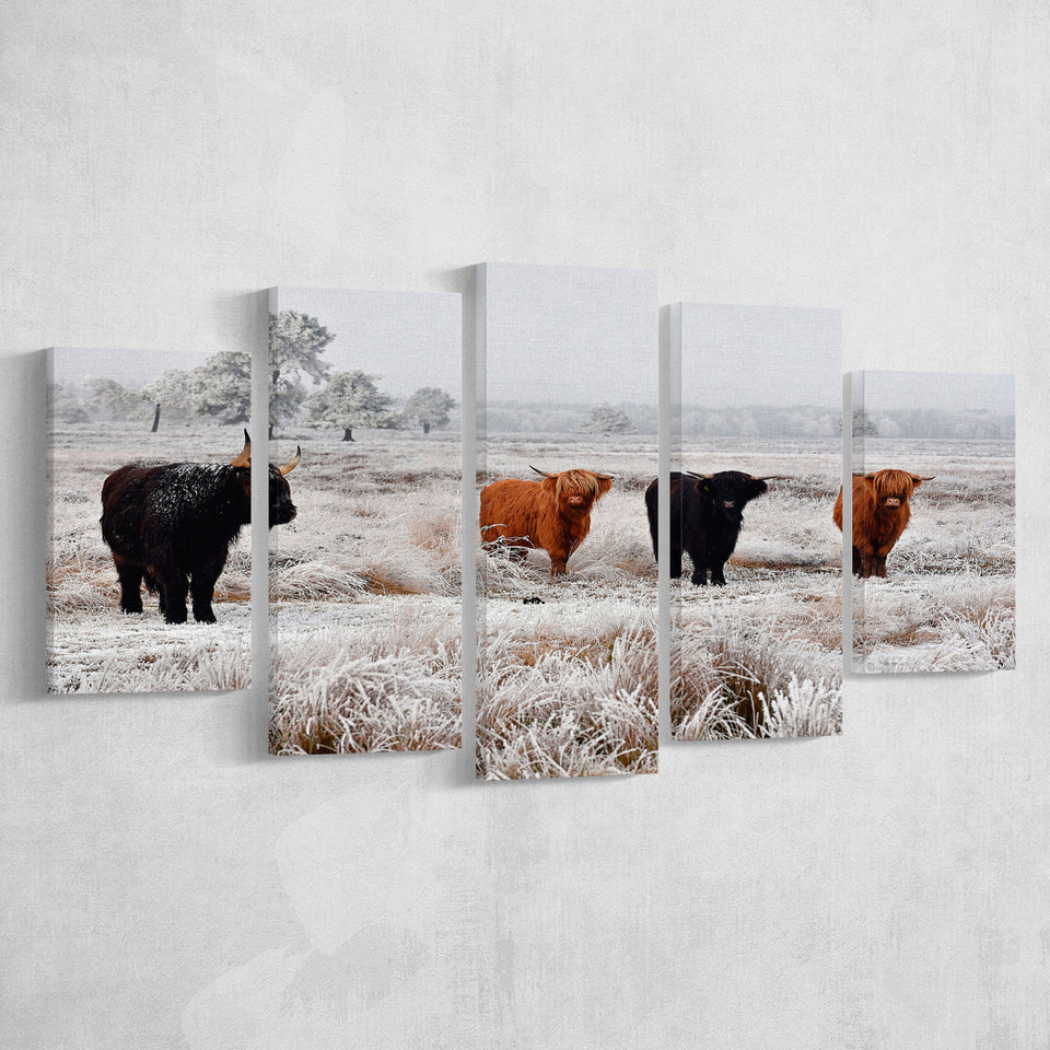 Highland Cow Farm Animal Scottish Cow Large Canvas Prints Multi Panels Wall Art Prints Home Decor