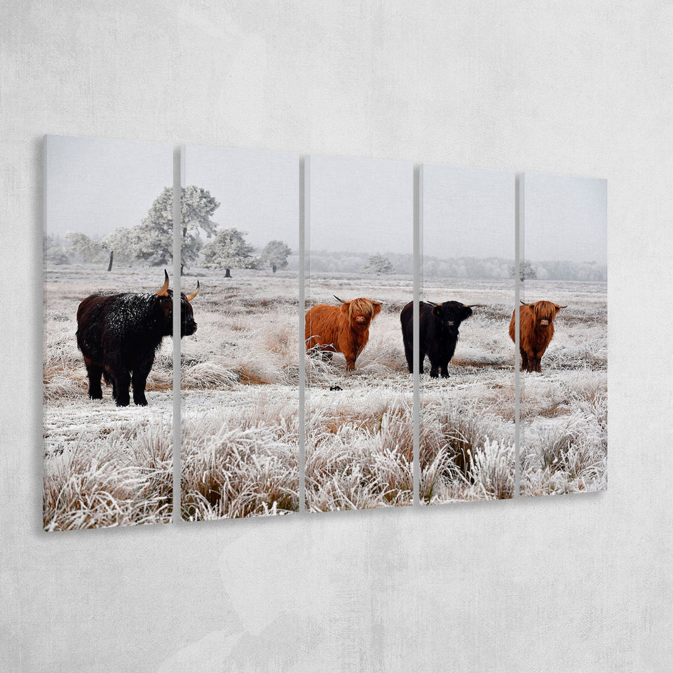 Highland Cow Farm Animal Scottish Cow Extra Large Canvas Prints Multi Panels B Wall Art Prints Home Decor