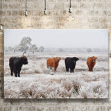 Highland Cow Farm Animal Scottish Cow Landscape Canvas Prints Wall Art Home Decor - Painting Canvas, Ready to hang