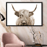 Highland Cow Sepia Framed Canvas Prints Wall Art - Painting Canvas,Framed Picture,Home Art Wall Decor