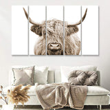 Highland Cow Sepia 5 Piece B Multi Panels Canvas Prints Wall Art - Painting Canvas,Wall Decor