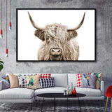Highland Cow Sepia Framed Canvas Prints Wall Art - Painting Canvas,Framed Picture,Home Art Wall Decor