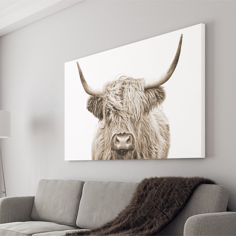 Highland Cow Sepia Canvas Prints Wall Art - Painting Canvas,Wall Decor,Art Print,Home Decor
