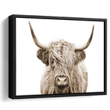 Highland Cow Sepia Framed Canvas Prints Wall Art - Painting Canvas,Framed Picture,Home Art Wall Decor